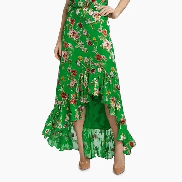 NWT Alice & Olivia Soraya Silk Blend Floral Asymmetrical Maxi Skirt Size 0 (024) - Picture 4 of 15